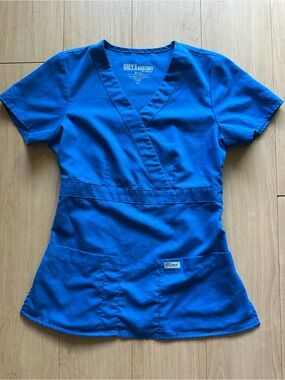 Grey's Anatomy Short Sleeve Scrub Top in Bright Blue XS Women's